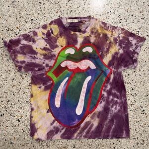 Alice Olivia tie dye short sleeve Rolling Stones tongue purple t shirt XS/S